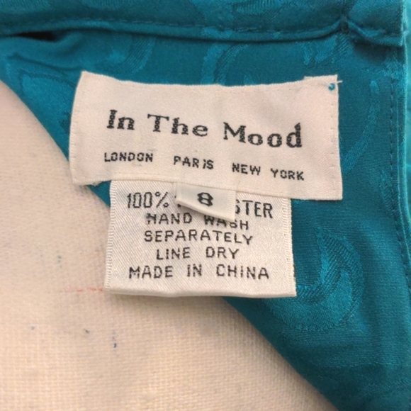 Vintage Turquoise Pleated Dress - Picture 6 of 6